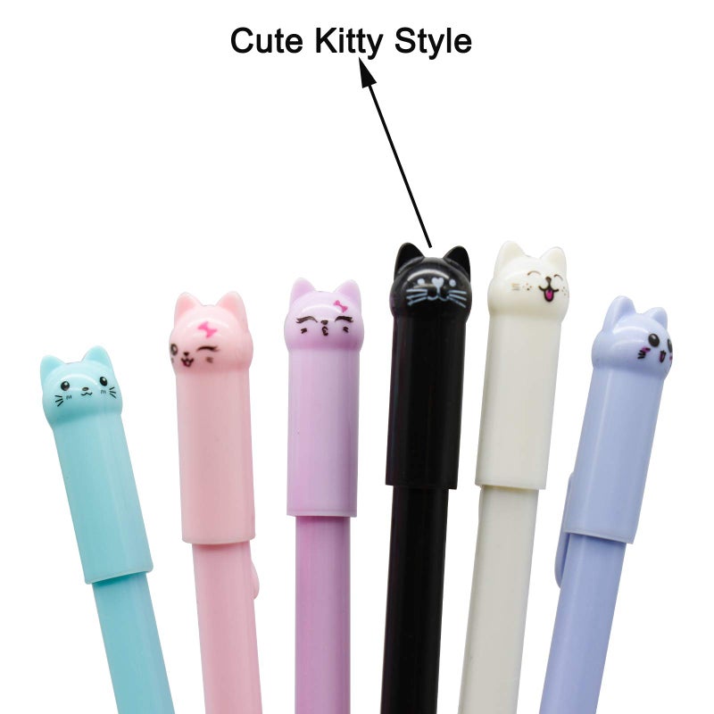 Maydahui 12 PCS Cat Rollerball Pens Cute Cartoon Kitty Animal Pen Black Gel Ink Smooth Writing for Cats Lovers Stationery School Supplies - Image 3